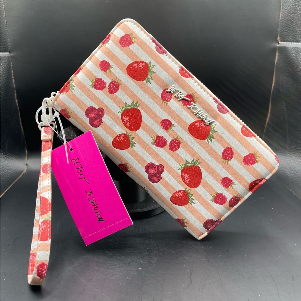 Betsey Johnson NWT Pink Strawberry Wristlet NO CALL OUTS